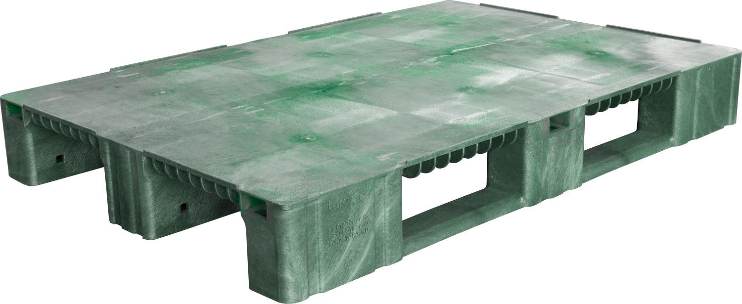 Паллет 1200x800х150 сплошной, на 3-х полозьях  зелёный фото 1