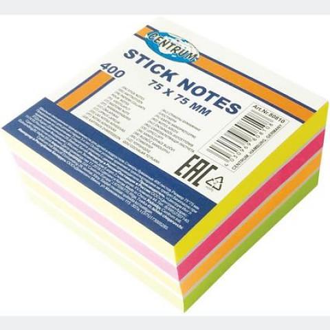 Клейкие листки 75х75мм, 400л., 5 неоновых цветов, Centrum фото 1