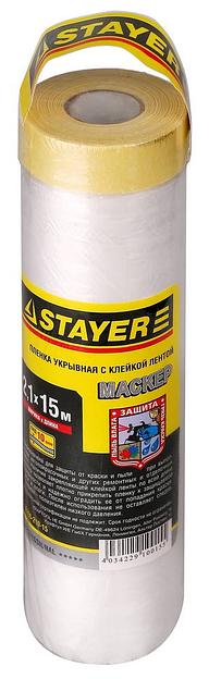 STAYER 2.1 х 15 м, 9 мкм ПВД, защитная пленка-маскер с клейкой лентой (12255-210-15) фото 1