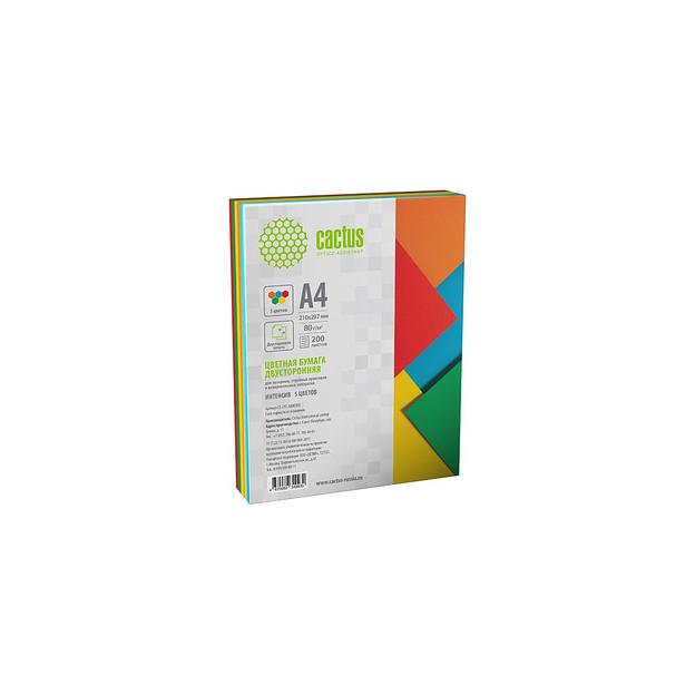 Бумага Cactus CS-CPC-A480200, A4, 200л, 80г/м2, радуга интенсив (5цветов) фото 1