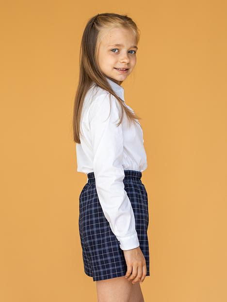 Шорты школьные на девочку KristiKlo «Оксворд» синяя клетка ОПТ фото 3