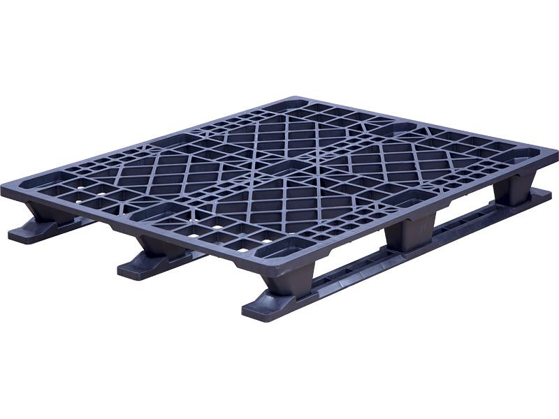 Паллет 1200х1000х140 мм ( перфорированный на 3 полозьях)  черный фото 1