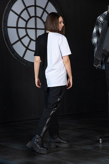 Чёрные джинсы с кожаными лампасами для девочки ОПТ фото 5