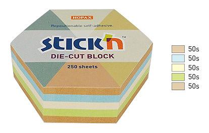 Блок самоклеящийся бумажный Stick`n 21828 61x70мм 250лист. пастель+крафт ассорти "гексагон" фото 1