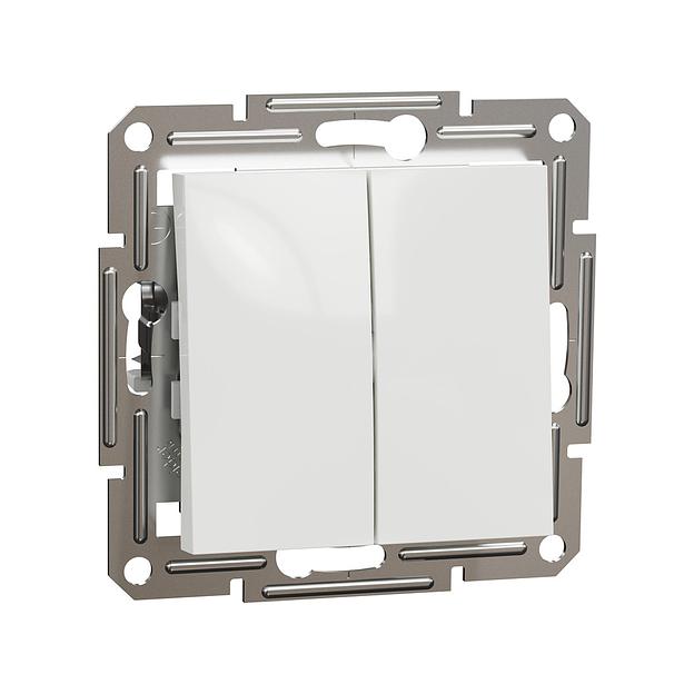 Выключатель двухклавишный SE EPH0370121 Asfora механизм быстрозажим. клеммы белый фото 1