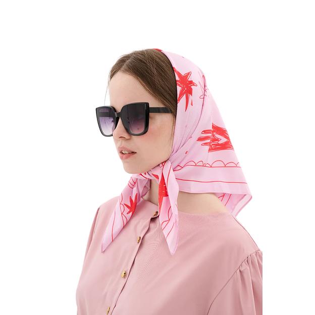 Женский платок «Заяц и Голубь» искусственный шёлк Армани 55×55 см фото 3