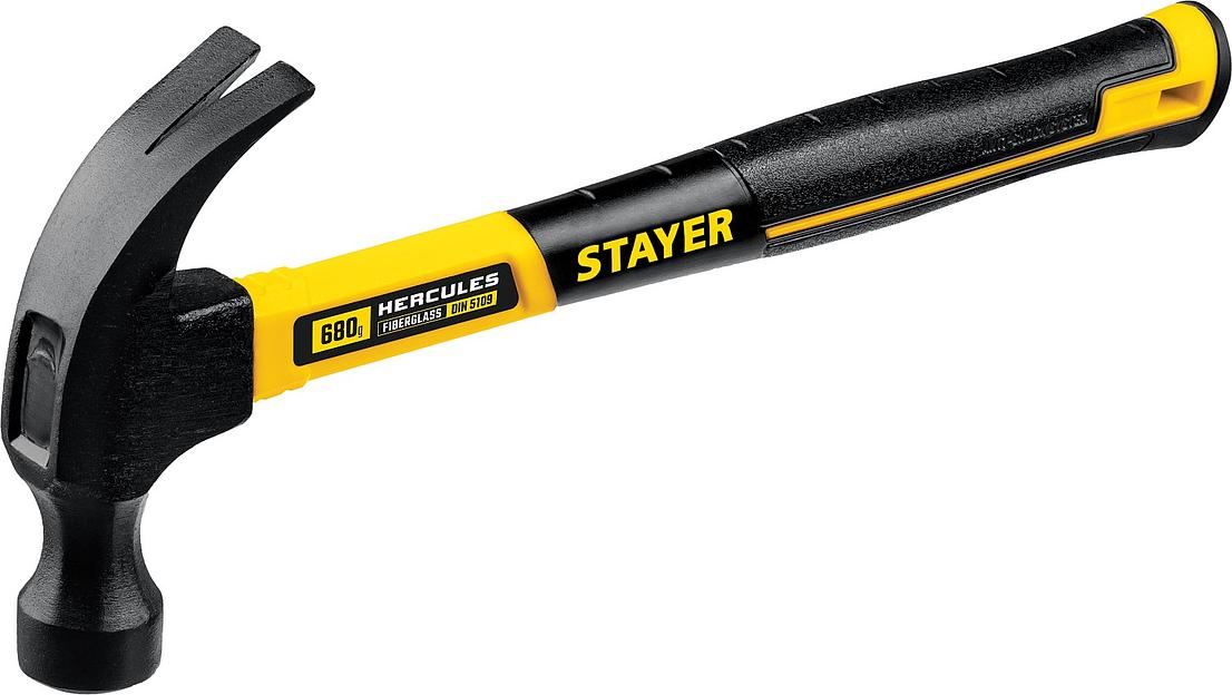 STAYER Fiberglass, 680 г, с фиберглассовой рукояткой, столярный молоток-гвоздодёр, Professional (2026) фото 1