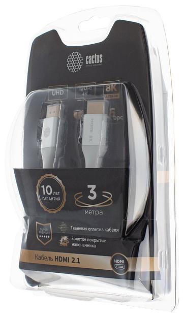 Кабель аудио-видео Cactus CS-HDMI.2.1-3 HDMI (m)/HDMI (m) 3м. Позолоченные контакты серебристый фото 3