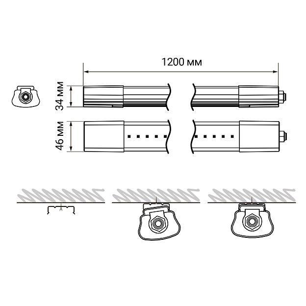 Светильник светодиодный PWP-С2 1200 40Вт 6500К 3600лм IP65 (аналог ЛСП) JazzWay 5016590 фото 7