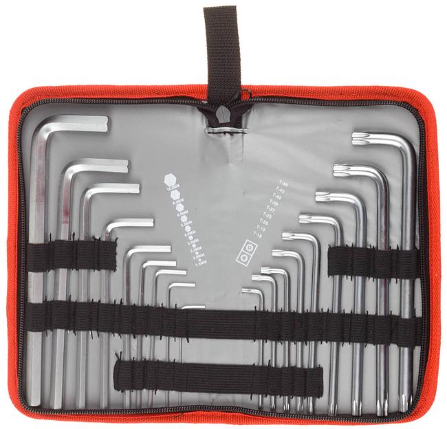 Набор ключей имбусовых ''Мастер''Cr-V, 18 шт,нейлоновый чехол,HEX 1,5-10 мм длинные 9 шт,TORX Т10-Т50 длинные 9 шт фото 1