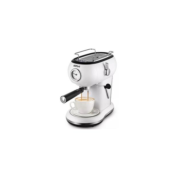 Кофеварка KitFort КТ-7219, рожковая, белый фото 1