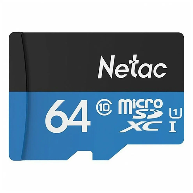 Карта памяти MicroSD  Netac P500 Standart 64GB 90MB/s Class 10  + SD Adapter NT02P500STN-064G-R фото 1