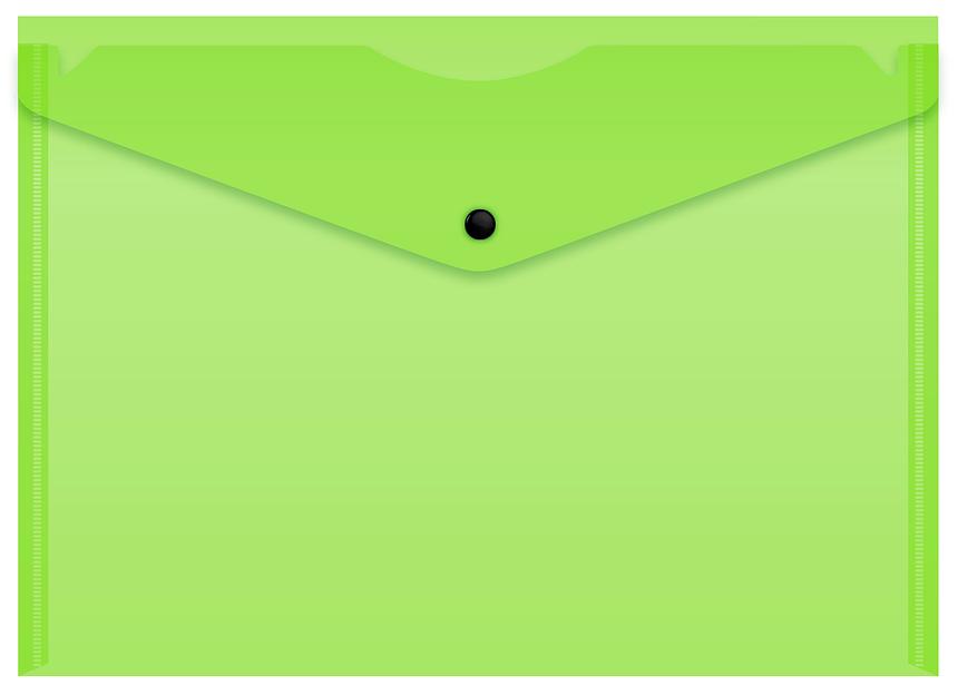 Конверт на кнопке Бюрократ Double Neon DNEPK803A4LETT A4 пластик 0.18мм салатовый фото 1