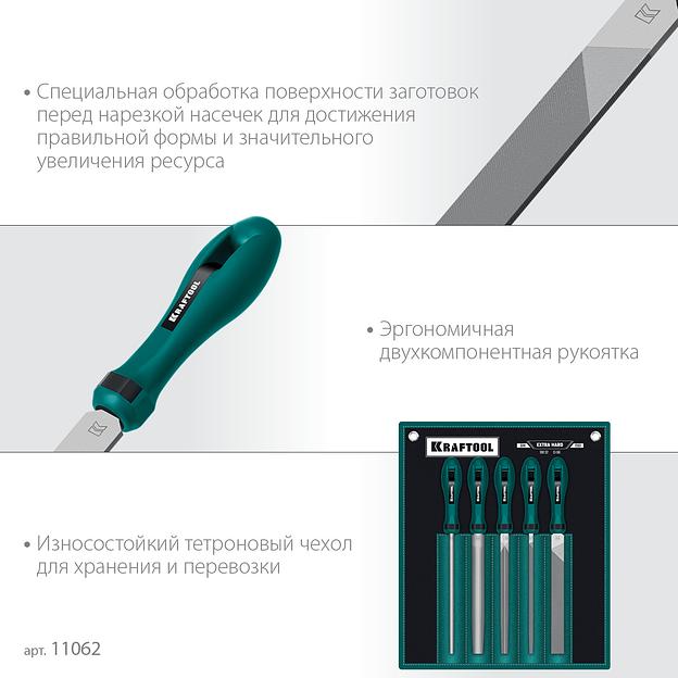 KRAFTOOL ALLIGATOR набор напильников, двухкомпонентная рукоятка, 200 мм фото 5