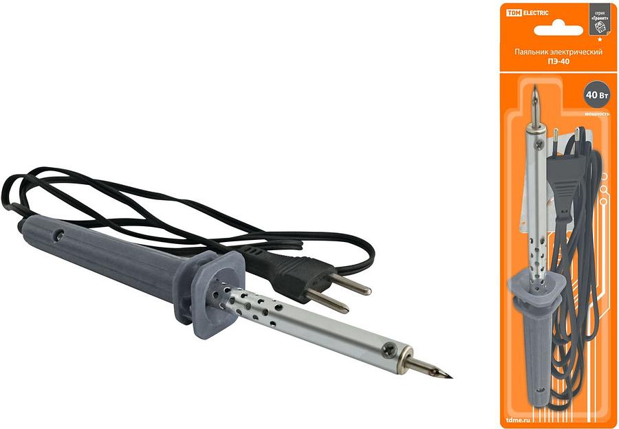 Паяльник электрический ПЭ-40 жало "конус", подставка, 40 Вт, "Гранит" TDM фото 1