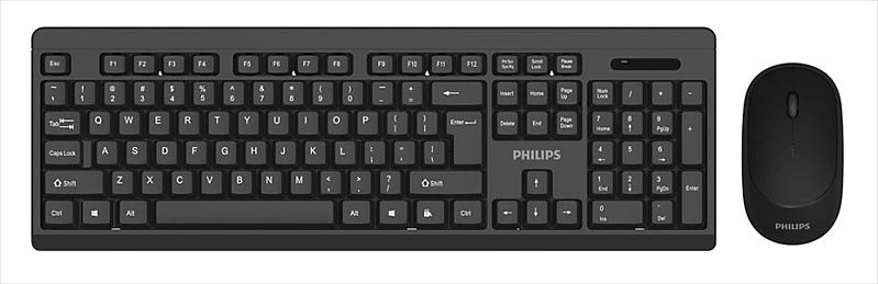 Аксессуары Philips Беспроводной Комплект SPT6324, 2.4 GHz 104 клав/3 кнопки, 1600dpi, русская заводская раскладка, чёрный (SPT6324B/60) фото 1