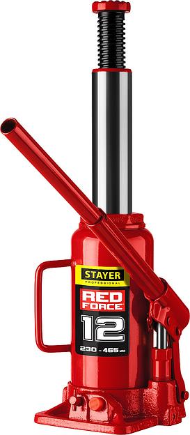 STAYER RED FORCE, 12 т, 230 - 465 мм, бутылочный гидравлический домкрат, Professional (43160-12) фото 2