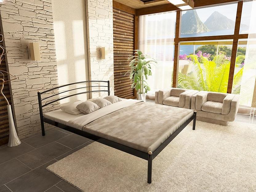 Кровать «Эко+» 200×180 см, чёрное металлическое основание, опт фото 1