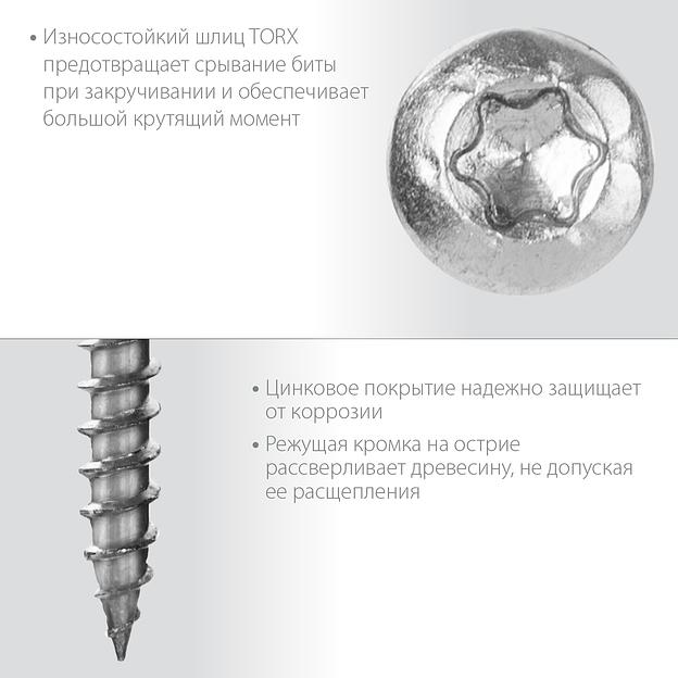 ЗУБР СПК, 45 х 5 мм, TX20, цинк 180 шт (0,67 кг.), саморез для перфорированного крепежа, Профессионал (30061-50-45) фото 4