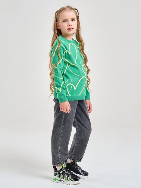 Джемпер «Сердечки» зелёный, для девочек ОПТ фото 4