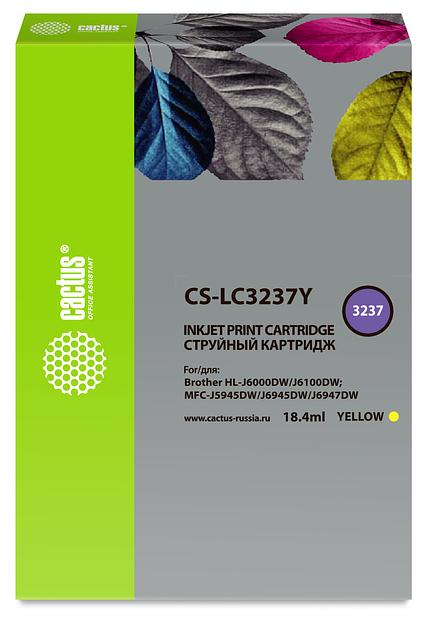Картридж струйный Cactus CS-LC3237Y желтый (18.4мл) для Brother HL-J6000DW/J6100DW фото 1