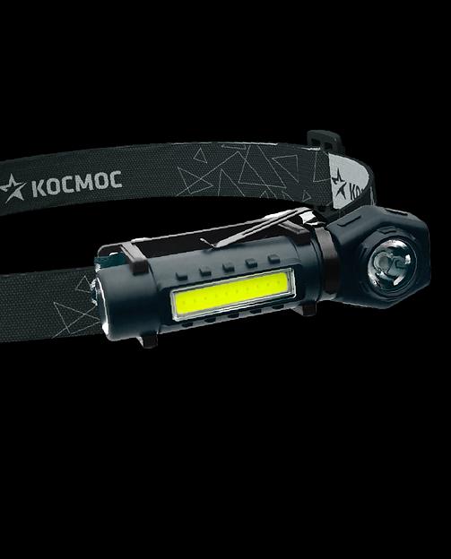 Фонарь налобный аккум/3Вт+3ВтCOB/кол. линза/Li-ion18650 1200mAh/USBtC/магнит/зажим фото 1