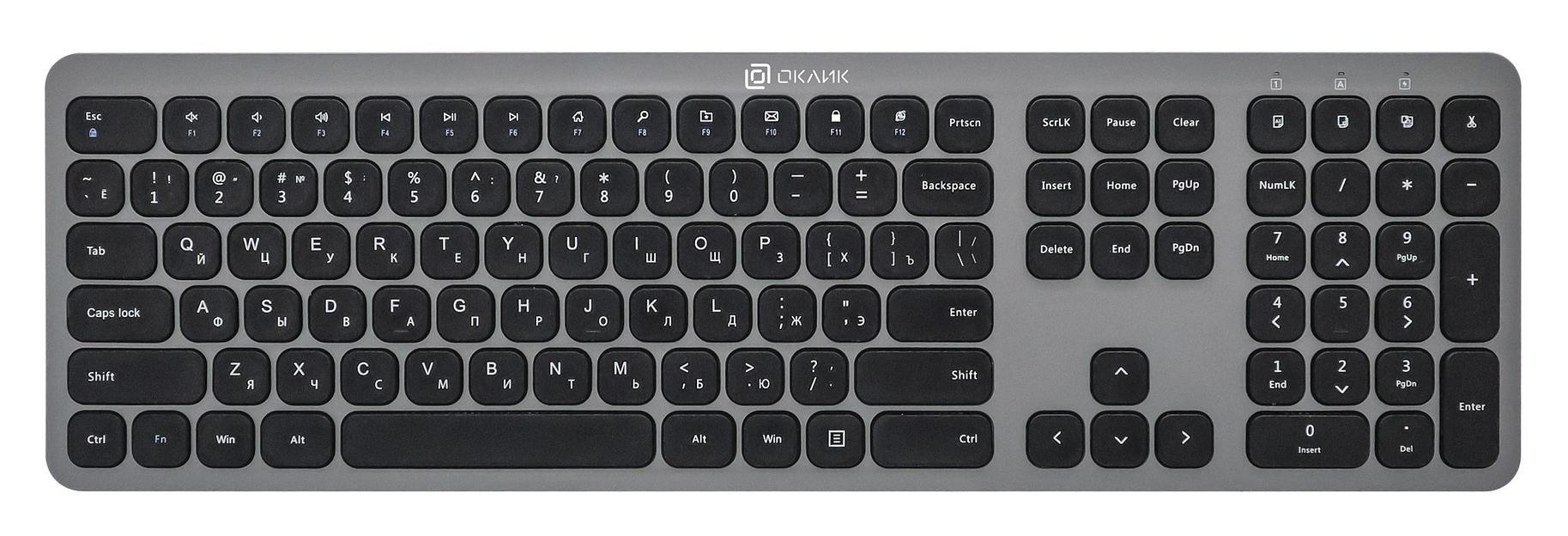 Клавиатура + мышь Оклик 300M клав:серый мышь:серый USB беспроводная slim Multimedia фото 3