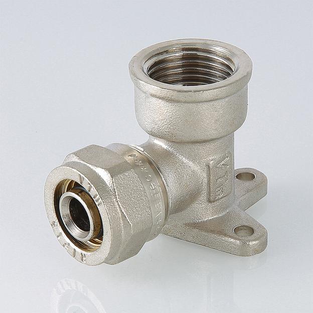 Обжимной фитинг-угольник с креплением и переходом на внутреннюю резьбу опт фото 4