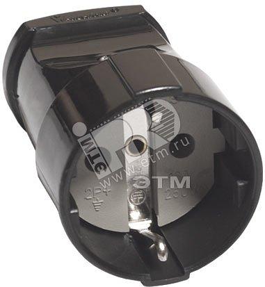 Гнездо штепсельное с заземлением черное 16А 250В фото 1