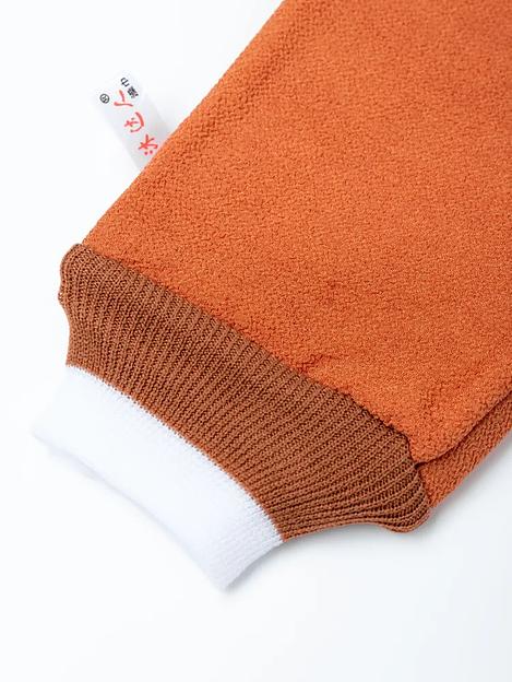 Мочалка для пилинга, скраб-рукавица, варежка скрабер оранжевый опт фото 3