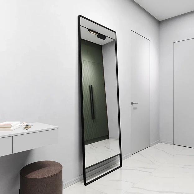 Зеркало в раме настенное и напольное на ножке прямоугольное 220х80 см, black ОПТ фото 1