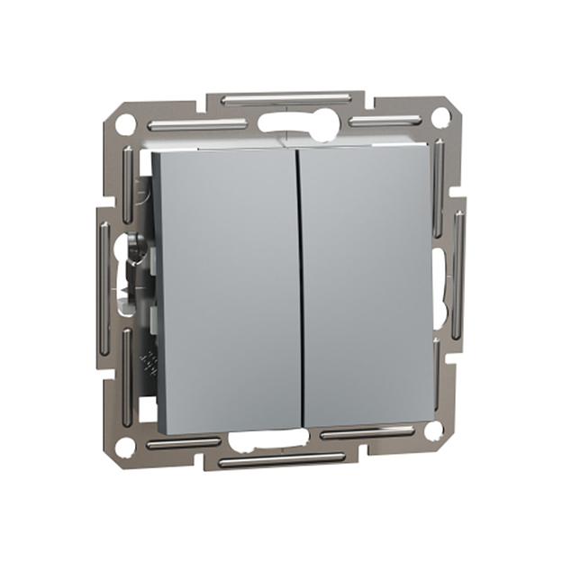 Выключатель двухклавишный SE EPH0300162 Asfora 10AX мех.быстрозажимной сталь фото 1