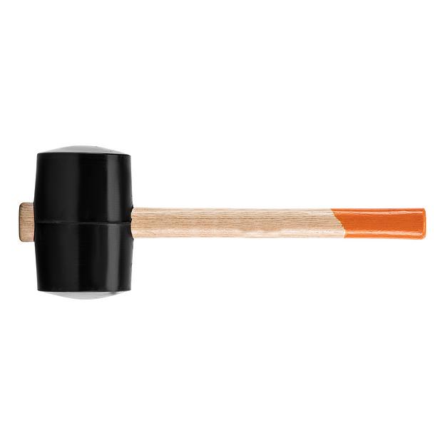 Киянка резиновая, 1130 г, черная резина, деревянная рукоятка фото 2