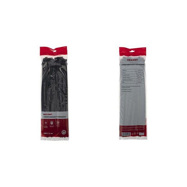 Rexant (07-0401-8) Хомут nylon 8.0х400 мм 100 шт черный фото 4