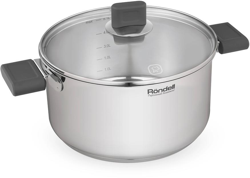 Кастрюля Rondell Quadro RDS-1597 5.1л. d=24см (с крышкой) стальной фото 2