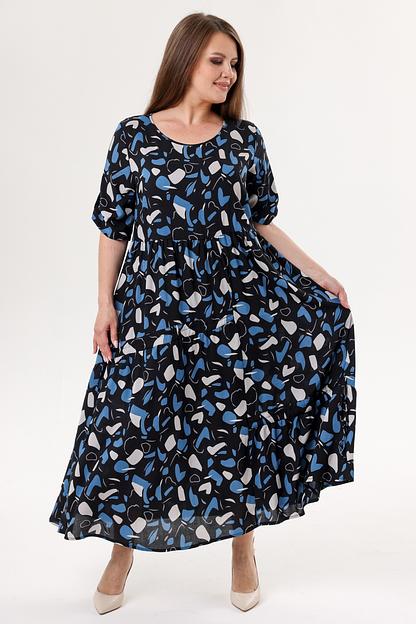 Платье штапель 6079/15/Черный, серый фото 1