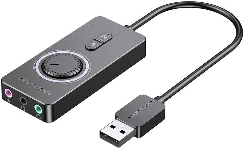 Внешняя звуковая карта Vention USB c регулятором громкости Черная Vention CDRBB фото 1