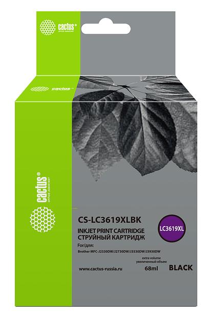 Картридж струйный Cactus CS-LC3619XLBK черный (68мл) для Brother MFC-J2330DW/J2730DW/J3530DW/J3930DW фото 1