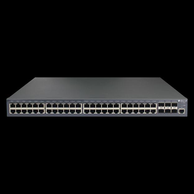 Управляемый коммутатор уровня 3 BDCOM S3900-48T6X, 48x 10/100/1000Base-T, 6x 1/10GE SFP+, Hot Swap БП 1+1, в комплекте 1x PSU ~220VAC фото 1