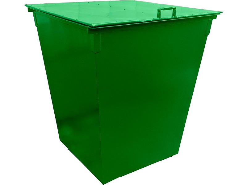 Контейнер металл 750л. для ТБО, с крышкой зелёный фото 1