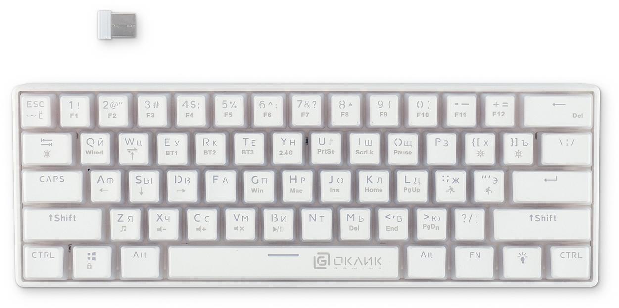Клавиатура Оклик K763W механическая белый USB беспроводная BT/Radio Multimedia for gamer LED (1920562) фото 2