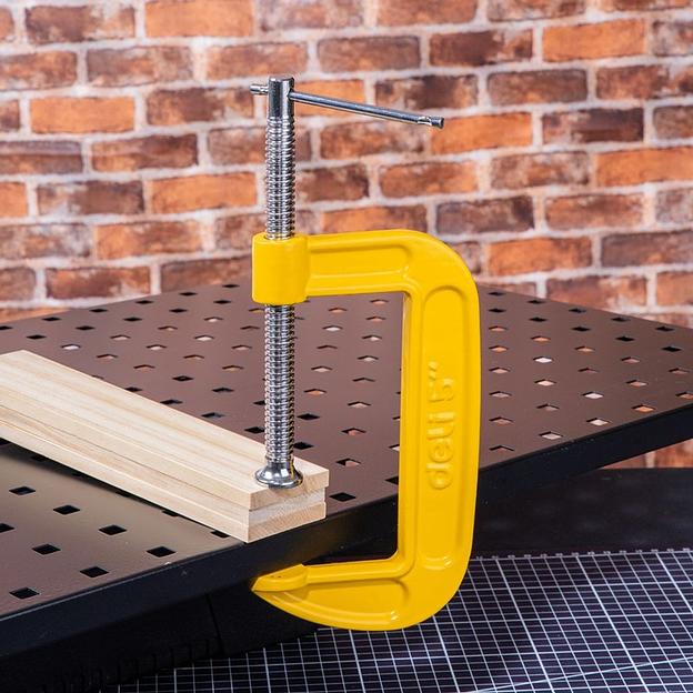 Струбцина G-образная усиленная Deli DL-G205 высота зажима 125мм, глубина зажима 70мм фото 6