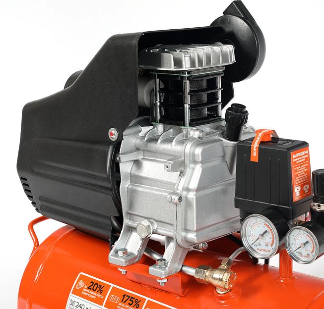 Компрессор поршневой Patriot Optima Euro 24-240K2 масляный 240л/мин 24л 1500Вт оранжевый/черный фото 4