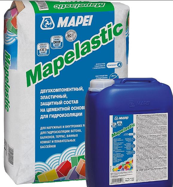 Гидроизоляция двухкомпонентная A + B «Mapei Mapelastic» 32 кг ОПТ фото 1
