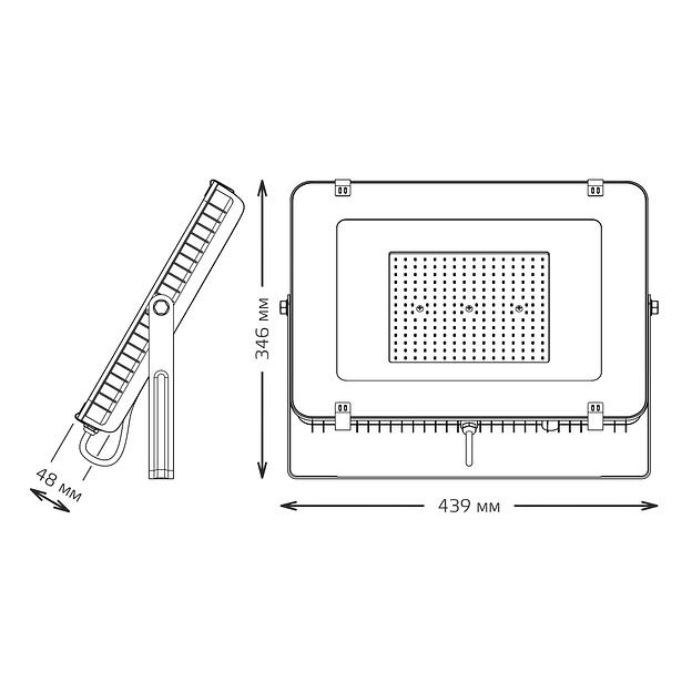 Прожектор светодиодный LED ДО 200 Вт 24000 Лм 6500К IP65 439х56х346 мм Qplus Gauss Gauss 690511200 фото 5