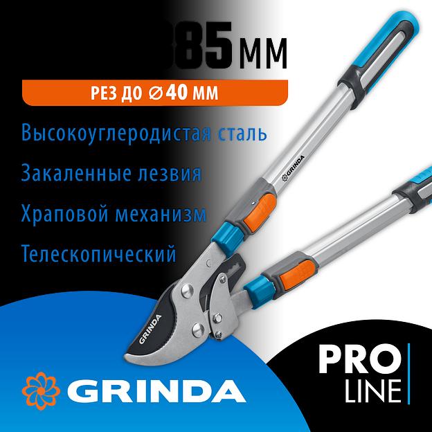 GRINDA TX-980, 645 - 885 мм, высокоуглеродистая сталь, закаленные лезвия, храповый механизм, телескопический, плоскостной сучкорез, PROLine (424515) фото 2