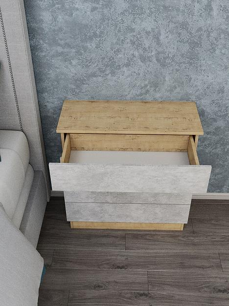 Комод Wood&Stone «Малави» дуб бунратти, цемент светлый 77.8×32.2×79.4 см фото 8