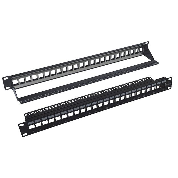 Патч-панель наборная 19" NEOMAX [NM-BPP-1U24P-UB-101-BK] 1U, 24 порта, UTP, с кабельным организатором, цвет черный фото 1