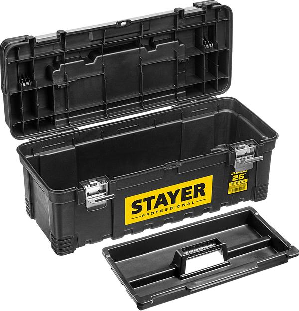 STAYER JUMBO-26, 650 x 280 x 270 мм, (26″), пластиковый ящик для инструментов, Professional (38003-26) фото 4