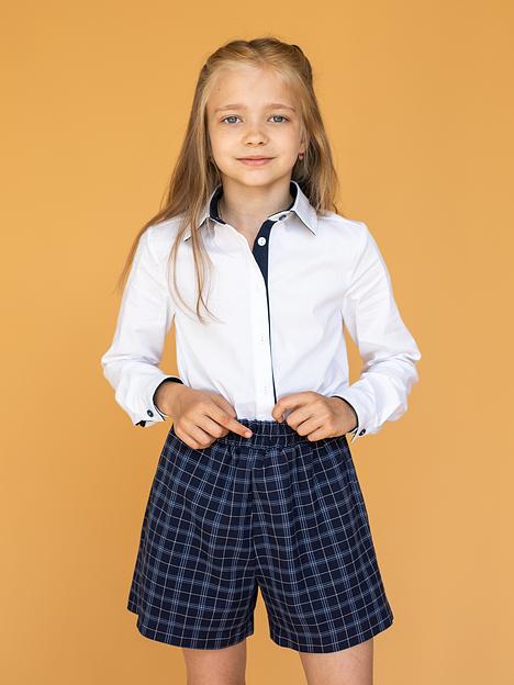 Шорты школьные на девочку KristiKlo «Оксворд» синяя клетка ОПТ фото 10